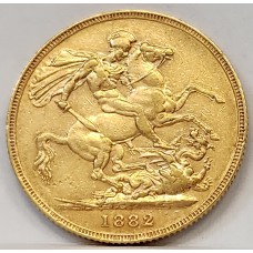 AUSTRALIA 1882 . ONE 1 SOVEREIGN . MELBOURNE . GOLD